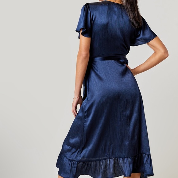 Janette Satin Wrap Midi Dress - Picture 2 of 5